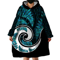 New Zealand Wearable Blanket Hoodie Maori With Silver Fern Papua Shell Green Ver.2 LT6 - Wonder Print Shop