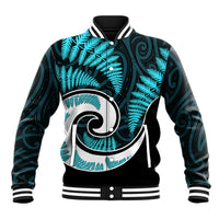 New Zealand Baseball Jacket Maori With Silver Fern Light Blue LT6 - Wonder Print Shop