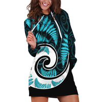 New Zealand Hoodie Dress Maori With Silver Fern Light Blue LT6 - Wonder Print Shop