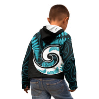 New Zealand Kid Hoodie Maori With Silver Fern Light Blue LT6 - Wonder Print Shop
