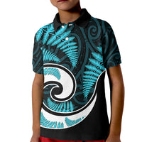New Zealand Kid Polo Shirt Maori With Silver Fern Light Blue LT6 - Wonder Print Shop