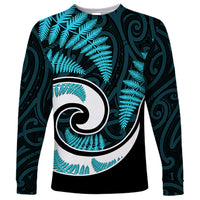 New Zealand Long Sleeve Shirt Maori With Silver Fern Light Blue LT6 - Wonder Print Shop