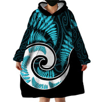 New Zealand Wearable Blanket Hoodie Maori With Silver Fern Light Blue LT6 - Wonder Print Shop