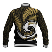 New Zealand Baseball Jacket Maori With Silver Fern Gold LT6 - Wonder Print Shop