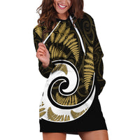 New Zealand Hoodie Dress Maori With Silver Fern Gold LT6 - Wonder Print Shop