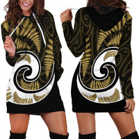 New Zealand Hoodie Dress Maori With Silver Fern Gold LT6 - Wonder Print Shop