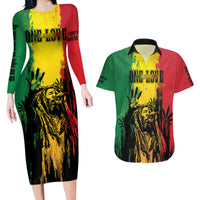 Legend Bob Personalized Couples Matching Long Sleeve Bodycon Dress and Hawaiian Shirt Reggae Grunge LT7 - Wonder Print Shop