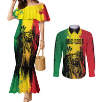 Bob Marley Personalized Couples Matching Mermaid Dress and Long Sleeve Button Shirt Reggae Grunge