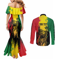 Bob Marley Personalized Couples Matching Mermaid Dress and Long Sleeve Button Shirt Reggae Grunge