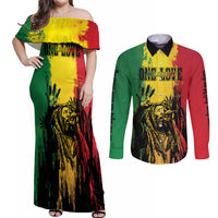 Legend Bob Personalized Couples Matching Off Shoulder Maxi Dress and Long Sleeve Button Shirt Reggae Grunge LT7 - Wonder Print Shop