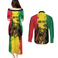 Legend Bob Personalized Couples Matching Puletasi and Long Sleeve Button Shirt Reggae Grunge LT7 - Wonder Print Shop