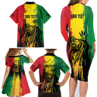 Legend Bob Personalized Family Matching Long Sleeve Bodycon Dress and Hawaiian Shirt Reggae Grunge LT7 - Wonder Print Shop