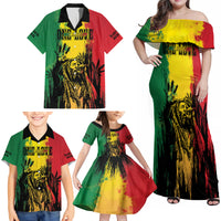 Legend Bob Personalized Family Matching Off Shoulder Maxi Dress and Hawaiian Shirt Reggae Grunge LT7 - Wonder Print Shop