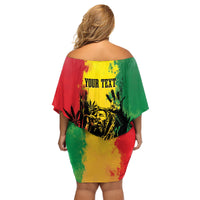 Legend Bob Personalized Family Matching Off Shoulder Short Dress and Hawaiian Shirt Reggae Grunge LT7 - Wonder Print Shop
