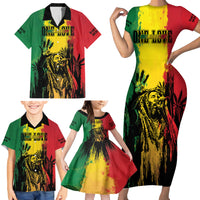 Legend Bob Personalized Family Matching Short Sleeve Bodycon Dress and Hawaiian Shirt Reggae Grunge - Wonder Print Shop