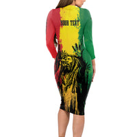 Legend Bob Personalized Long Sleeve Bodycon Dress Reggae Grunge - Wonder Print Shop