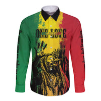 Legend Bob Personalized Long Sleeve Button Shirt Reggae Grunge - Wonder Print Shop
