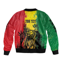 Legend Bob Personalized Sleeve Zip Bomber Jacket Reggae Grunge - Wonder Print Shop