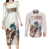 Personalised Kentucky Horse Racing Couples Matching Long Sleeve Bodycon Dress and Long Sleeve Button Shirt 151st Anniversary LT7