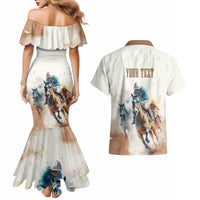 Personalised Kentucky Horse Racing Couples Matching Mermaid Dress and Hawaiian Shirt 151st Anniversary LT7