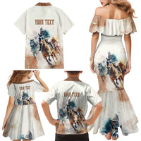 Personalised Kentucky Horse Racing Family Matching Mermaid Dress and Hawaiian Shirt 151st Anniversary LT7