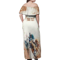 Personalised Kentucky Horse Racing Family Matching Off Shoulder Maxi Dress and Hawaiian Shirt 151st Anniversary LT7