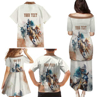 Personalised Kentucky Horse Racing Family Matching Puletasi and Hawaiian Shirt 151st Anniversary LT7