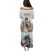 Personalised Kentucky Horse Racing Family Matching Puletasi and Hawaiian Shirt 151st Anniversary LT7