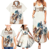 Personalised Kentucky Horse Racing Family Matching Summer Maxi Dress and Hawaiian Shirt 151st Anniversary LT7