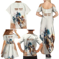 Personalised Kentucky Horse Racing Family Matching Summer Maxi Dress and Hawaiian Shirt 151st Anniversary LT7