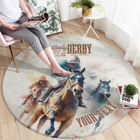 Personalised Kentucky Horse Racing Round Carpet 151st Anniversary LT7