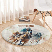 Personalised Kentucky Horse Racing Round Carpet 151st Anniversary LT7