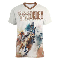 Personalised Kentucky Horse Racing Women V Neck T Shirt 151st Anniversary LT7