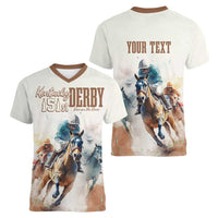 Personalised Kentucky Horse Racing Women V Neck T Shirt 151st Anniversary LT7