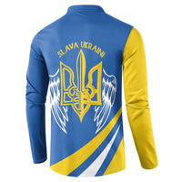 Ukraine Stylized Tryzub Button Sweatshirt Slava Ukraini