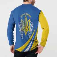 Ukraine Stylized Tryzub Button Sweatshirt Slava Ukraini