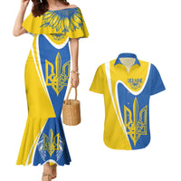 Ukraine Stylized Tryzub Couples Matching Mermaid Dress and Hawaiian Shirt Slava Ukraini