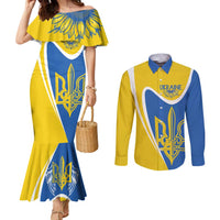 Ukraine Stylized Tryzub Couples Matching Mermaid Dress and Long Sleeve Button Shirt Slava Ukraini