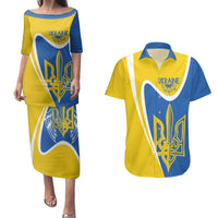 Ukraine Stylized Tryzub Couples Matching Puletasi and Hawaiian Shirt Slava Ukraini
