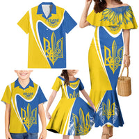 Ukraine Stylized Tryzub Family Matching Mermaid Dress and Hawaiian Shirt Slava Ukraini