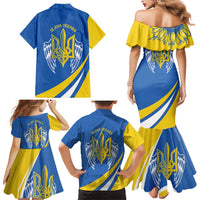 Ukraine Stylized Tryzub Family Matching Mermaid Dress and Hawaiian Shirt Slava Ukraini