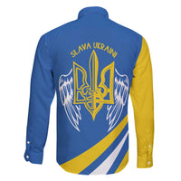 Ukraine Stylized Tryzub Family Matching Off The Shoulder Long Sleeve Dress and Hawaiian Shirt Slava Ukraini