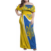 Ukraine Stylized Tryzub Family Matching Off Shoulder Maxi Dress and Hawaiian Shirt Slava Ukraini
