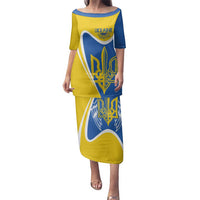 Ukraine Stylized Tryzub Family Matching Puletasi and Hawaiian Shirt Slava Ukraini