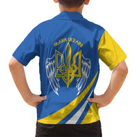 Ukraine Stylized Tryzub Family Matching Short Sleeve Bodycon Dress and Hawaiian Shirt Slava Ukraini