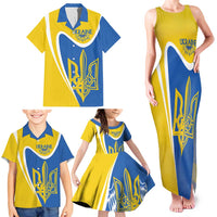 Ukraine Stylized Tryzub Family Matching Tank Maxi Dress and Hawaiian Shirt Slava Ukraini