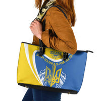 Ukraine Stylized Tryzub Leather Tote Bag Slava Ukraini
