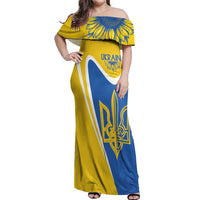 Ukraine Stylized Tryzub Off Shoulder Maxi Dress Slava Ukraini
