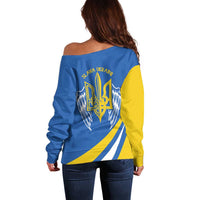 Ukraine Stylized Tryzub Off Shoulder Sweater Slava Ukraini