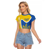 Ukraine Stylized Tryzub Raglan Cropped T Shirt Slava Ukraini